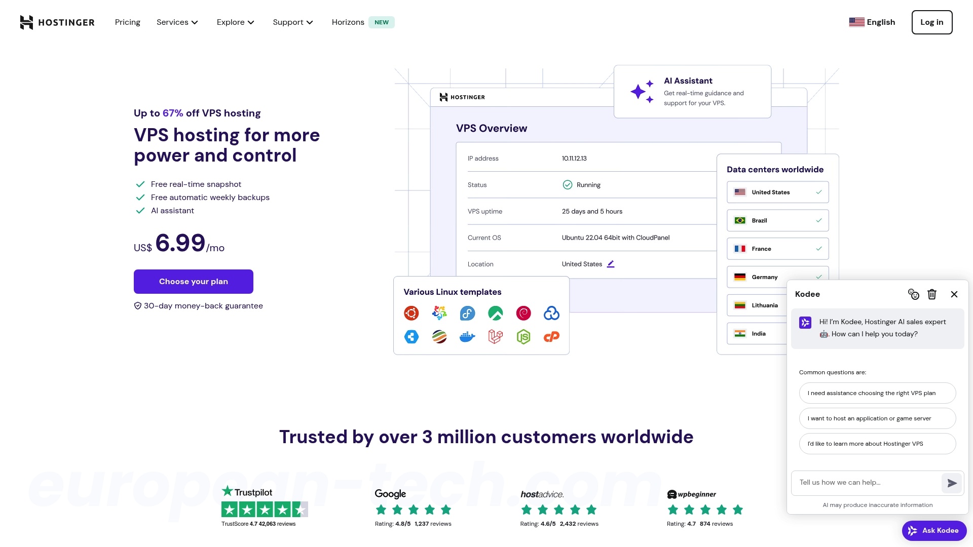 Hostinger VPS - European alternative from Lithuania