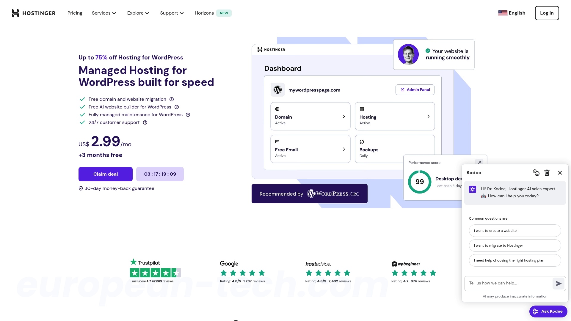 Hostinger WordPress - European alternative from Lithuania
