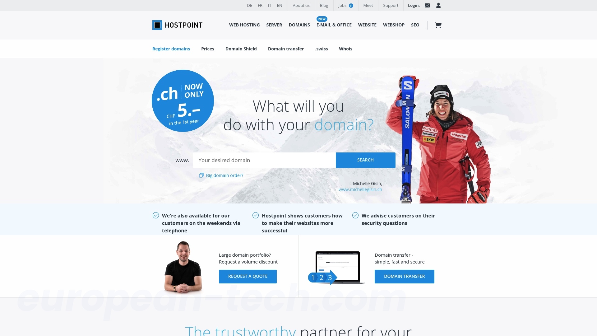 Hostpoint Domains - European alternative from Switzerland