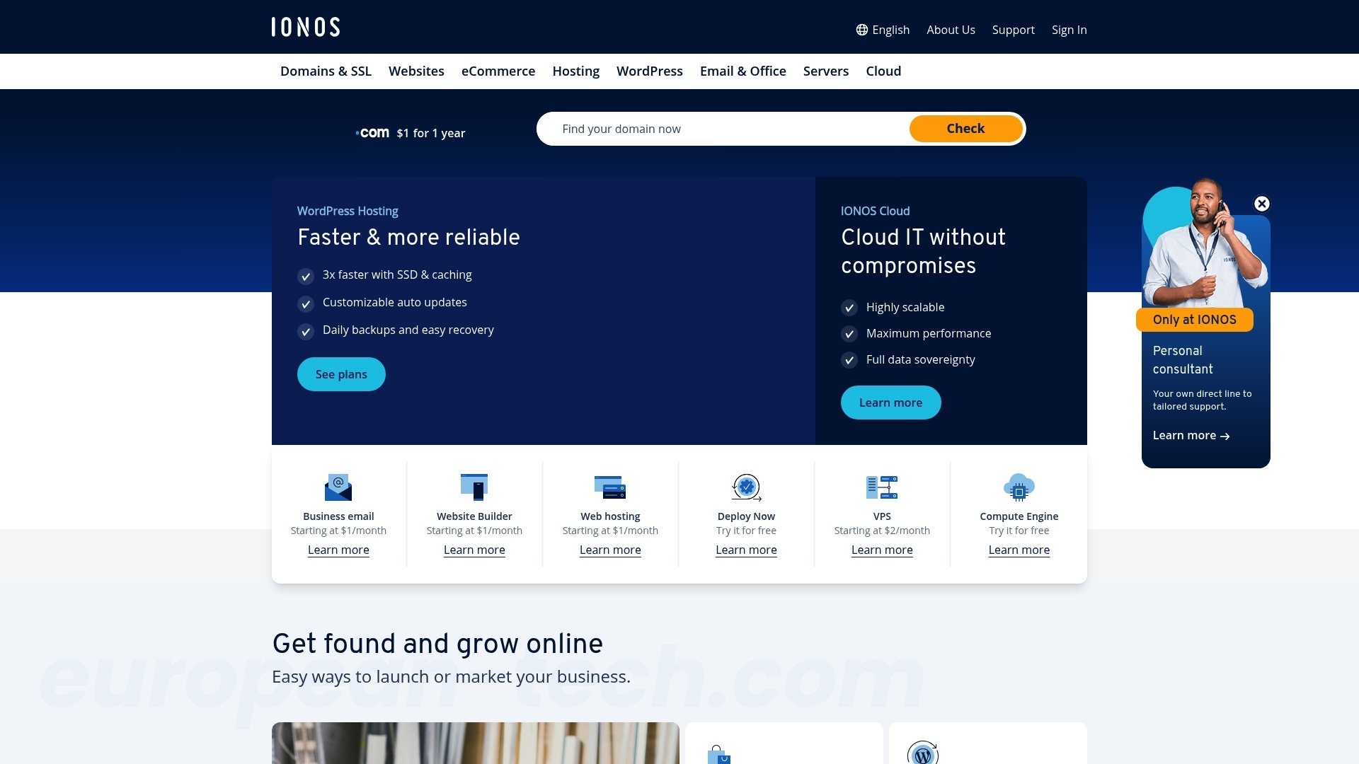 IONOS WordPress Hosting - European alternative from Germany