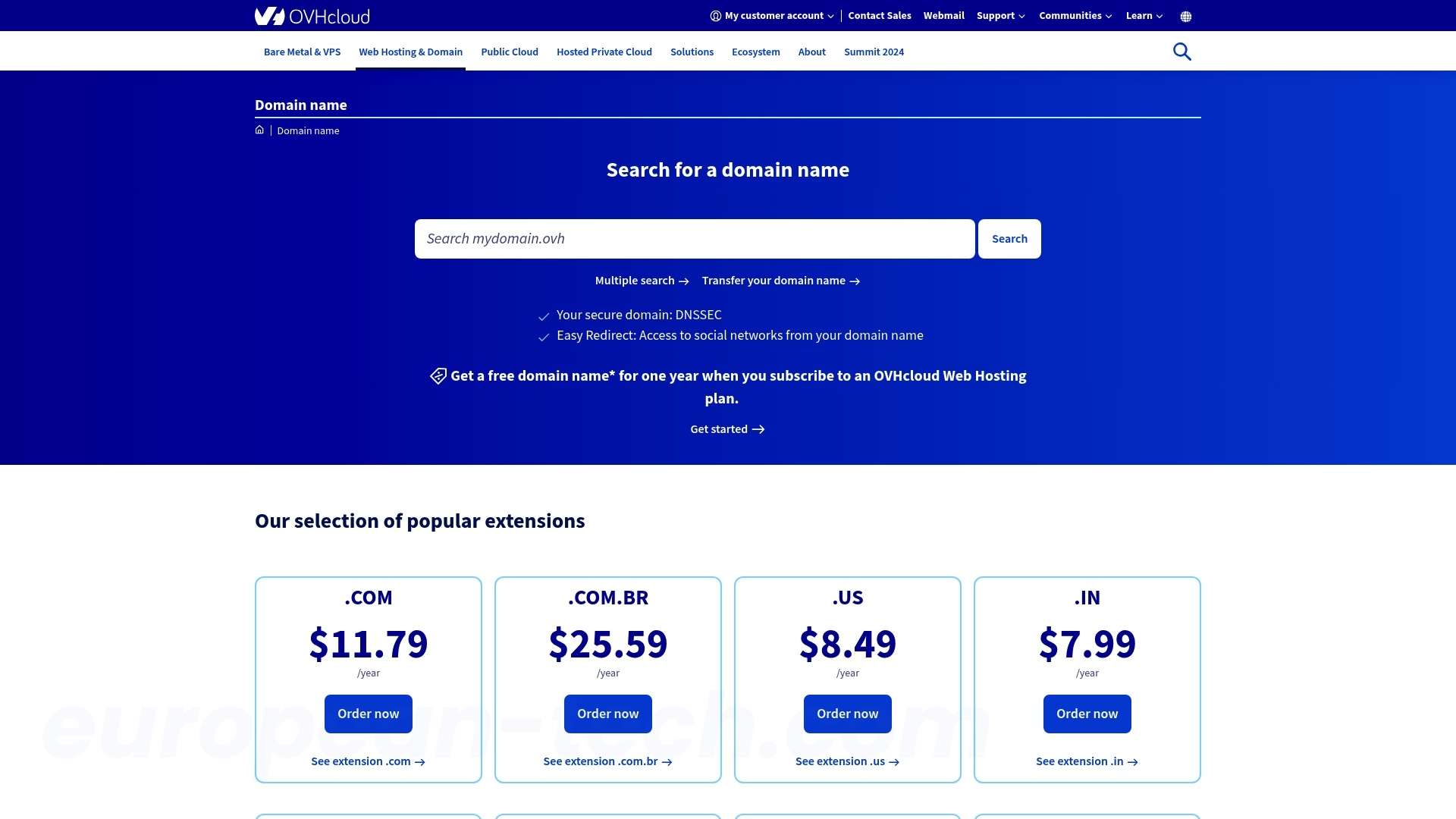 OVHcloud Domains - European alternative from France
