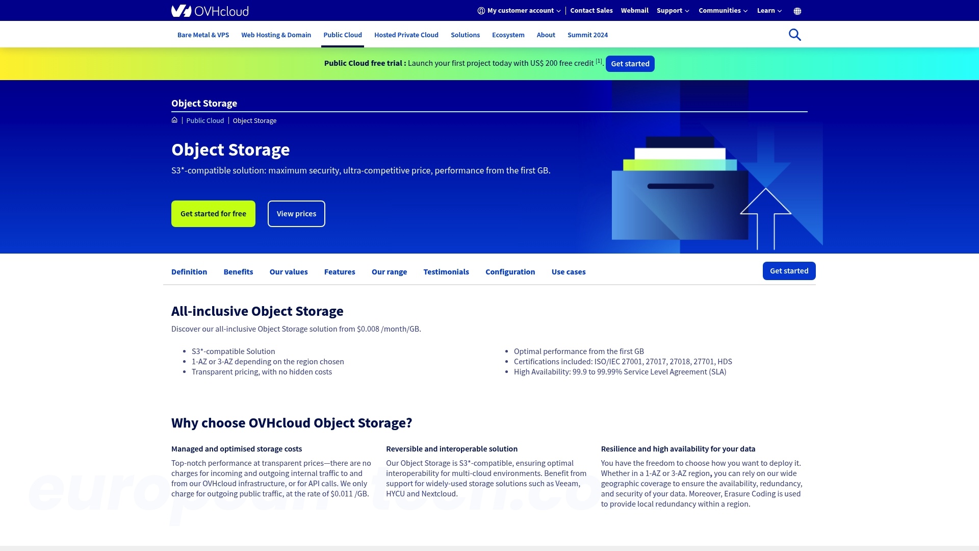 OVHcloud Object Storage - European alternative from France