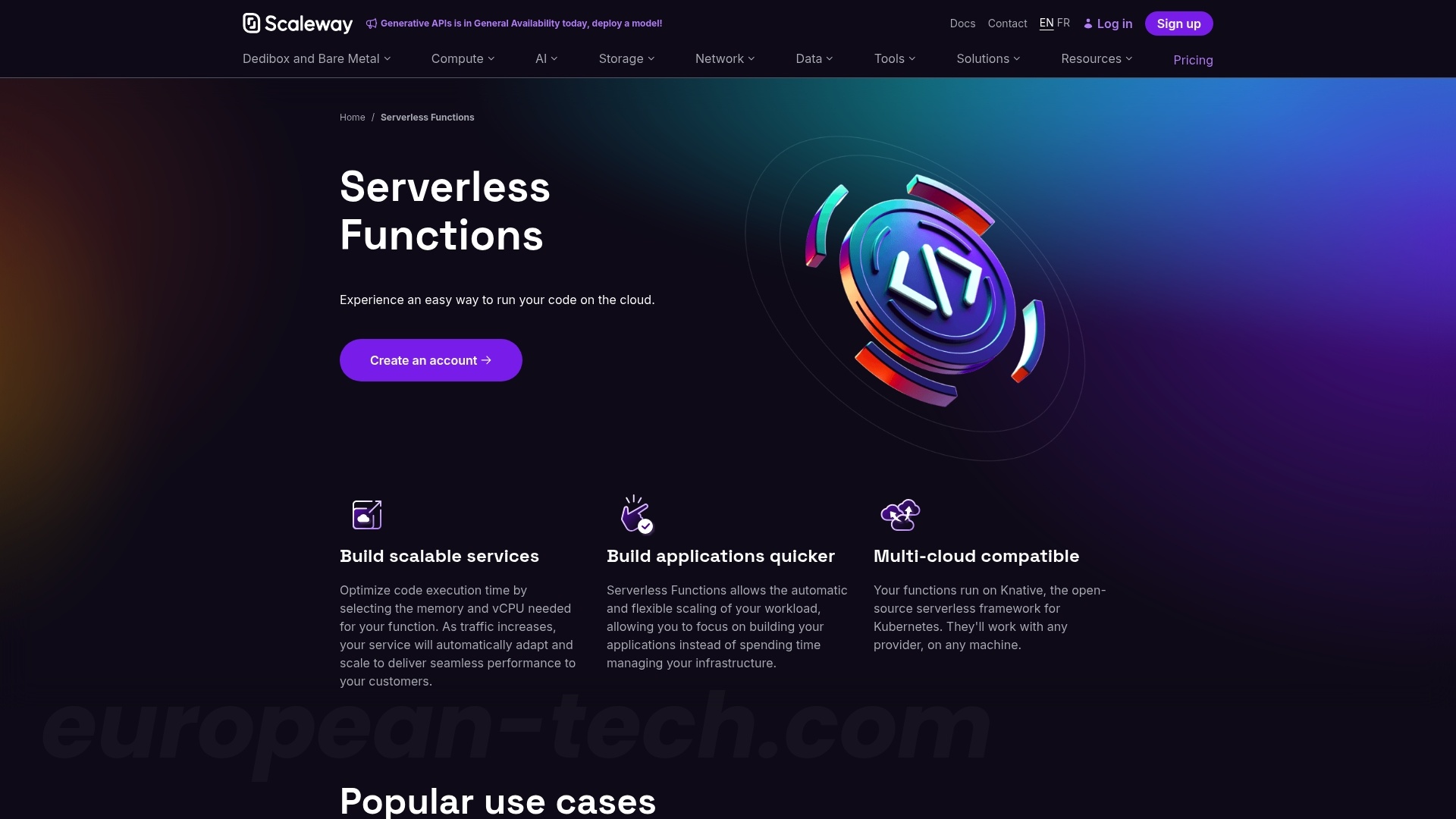 Scaleway Serverless Functions - European alternative from France