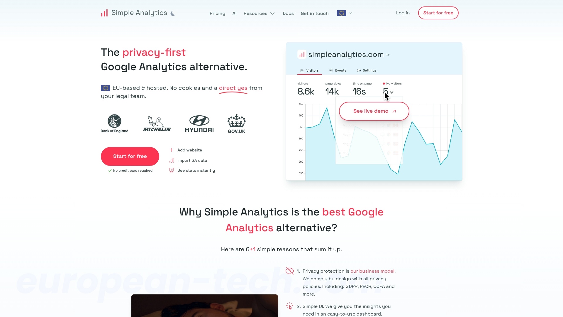 Simple Analytics - European alternative from Netherlands