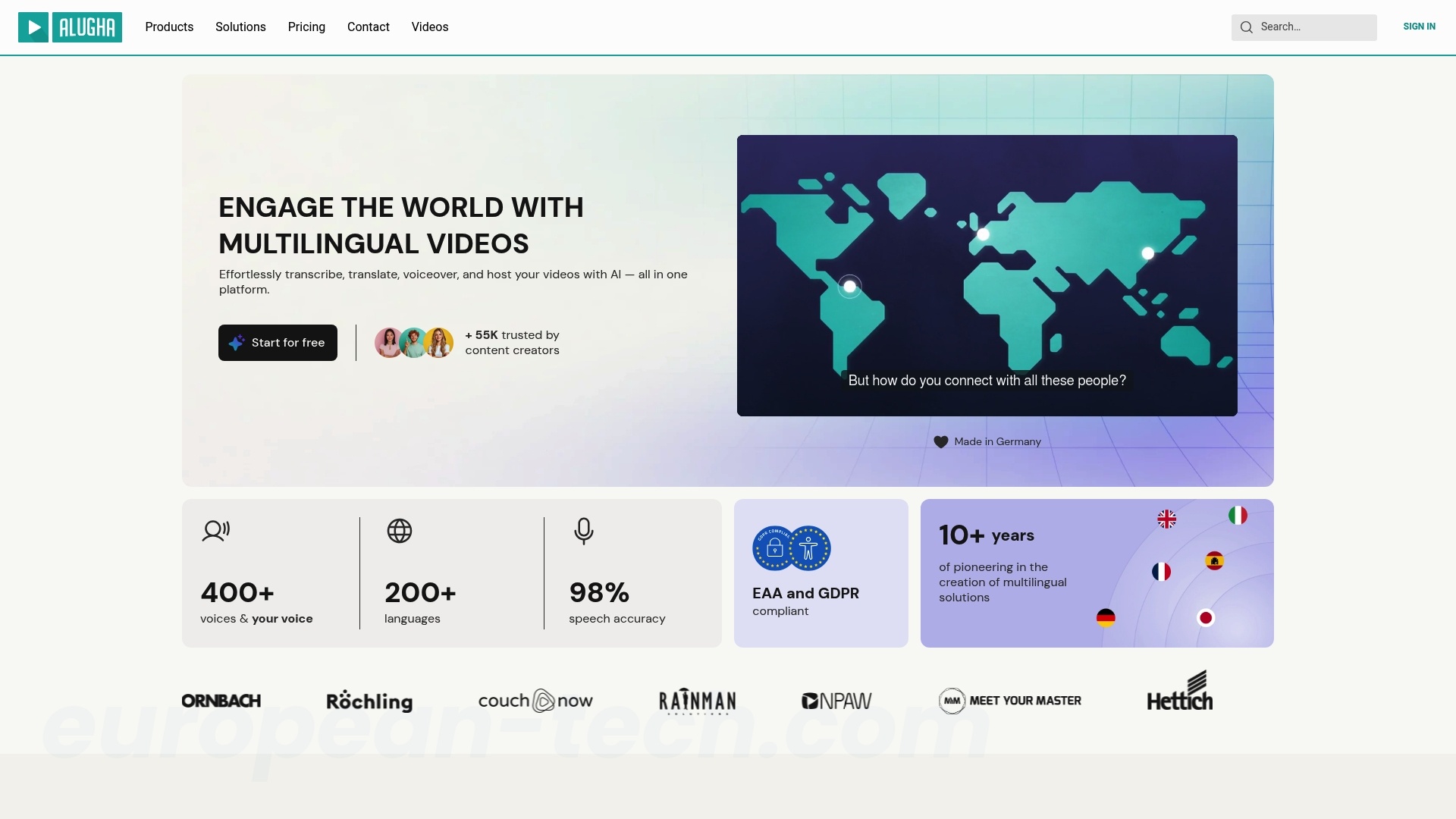 Screenshot of alugha