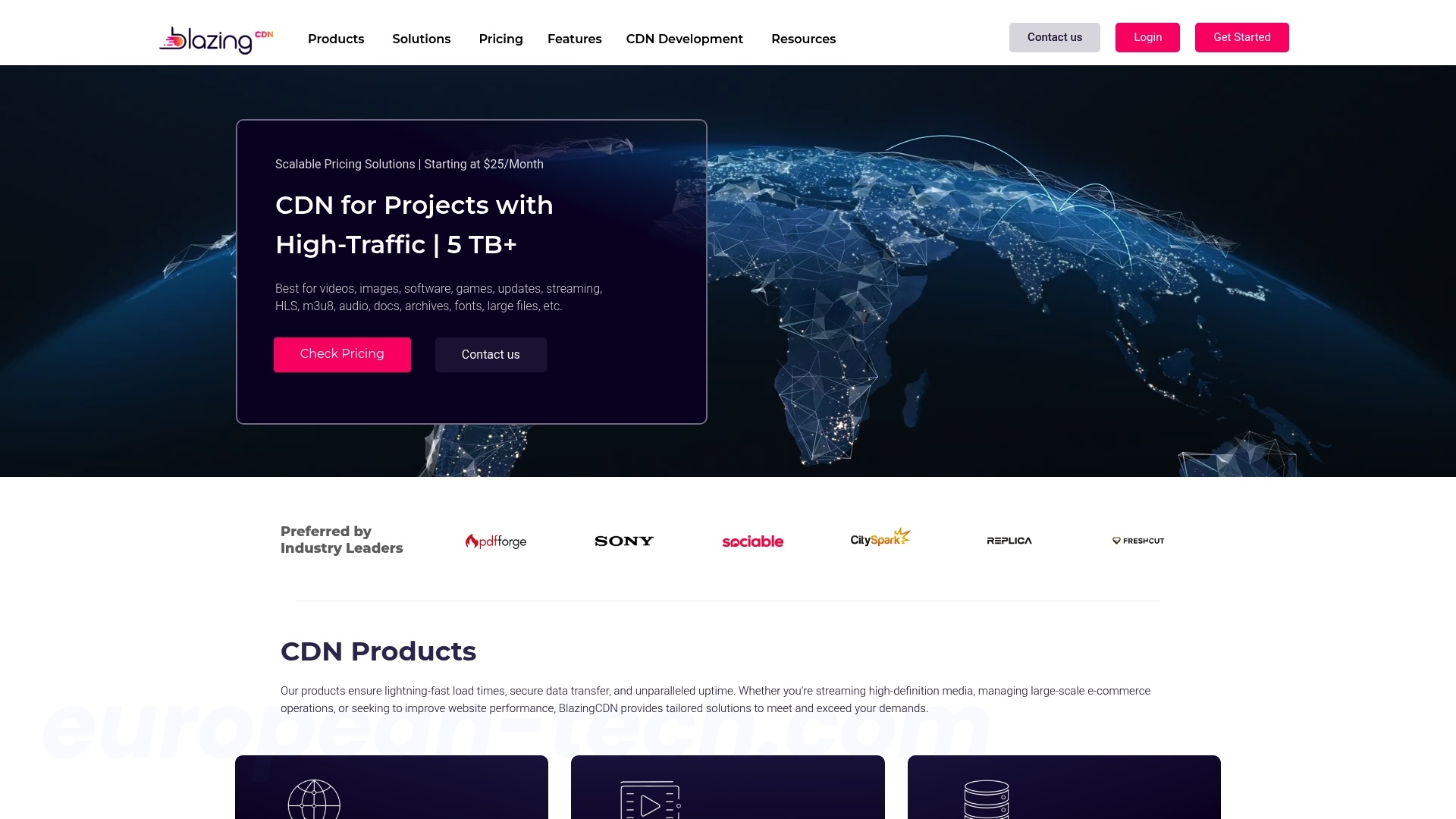 Screenshot of BlazingCDN