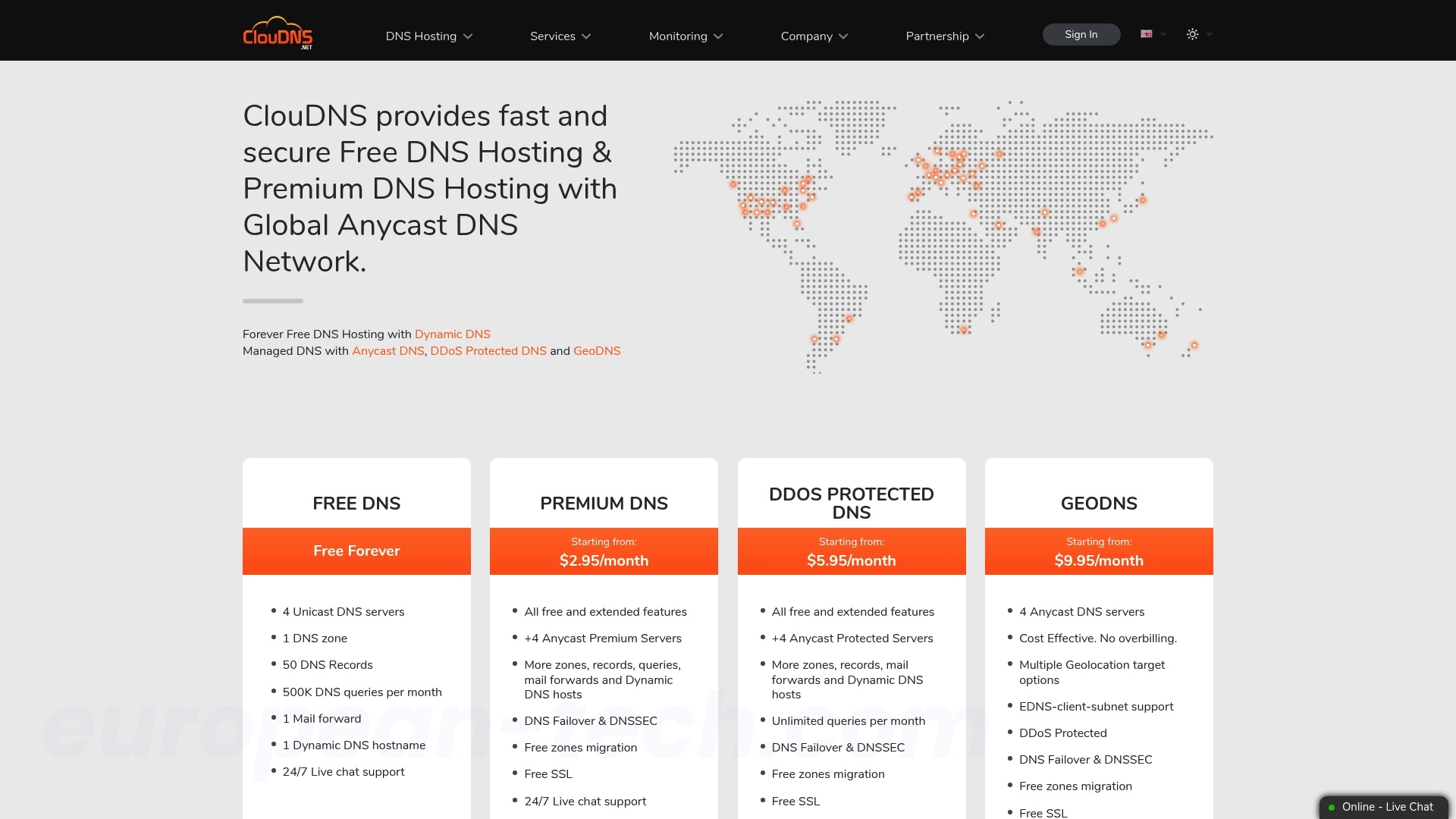 Screenshot of ClouDNS