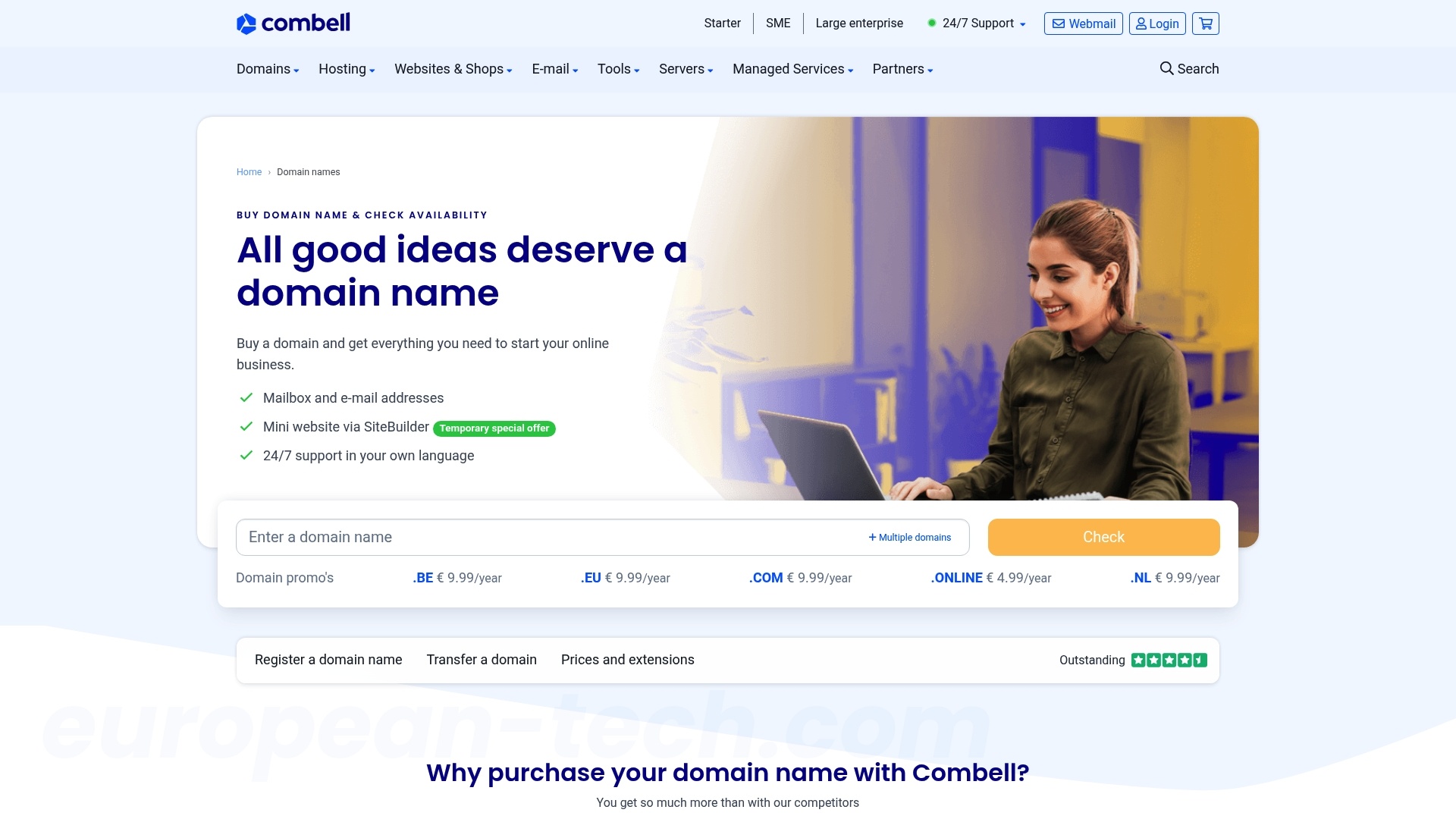Screenshot of Combell Domains