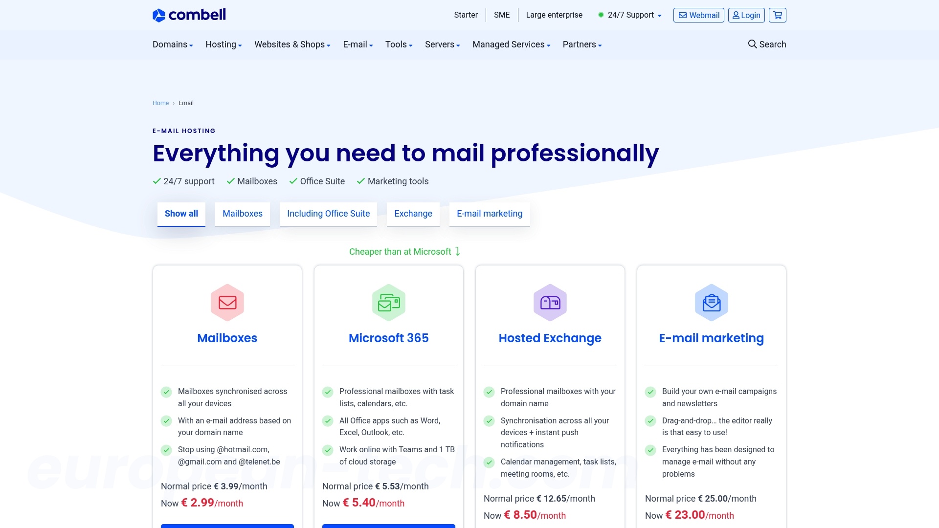 Screenshot of Combell Email