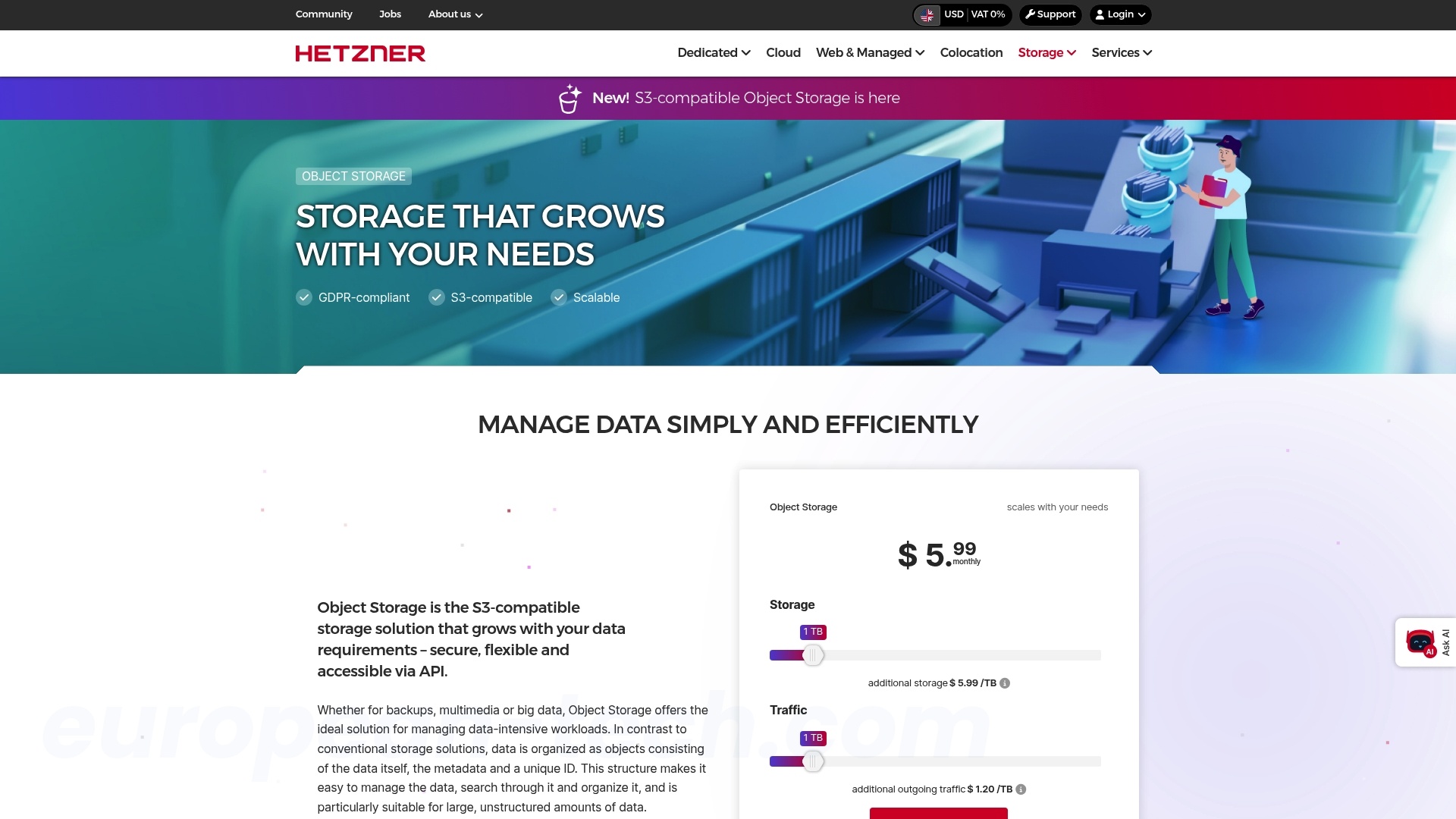 Screenshot of Hetzner Object Storage