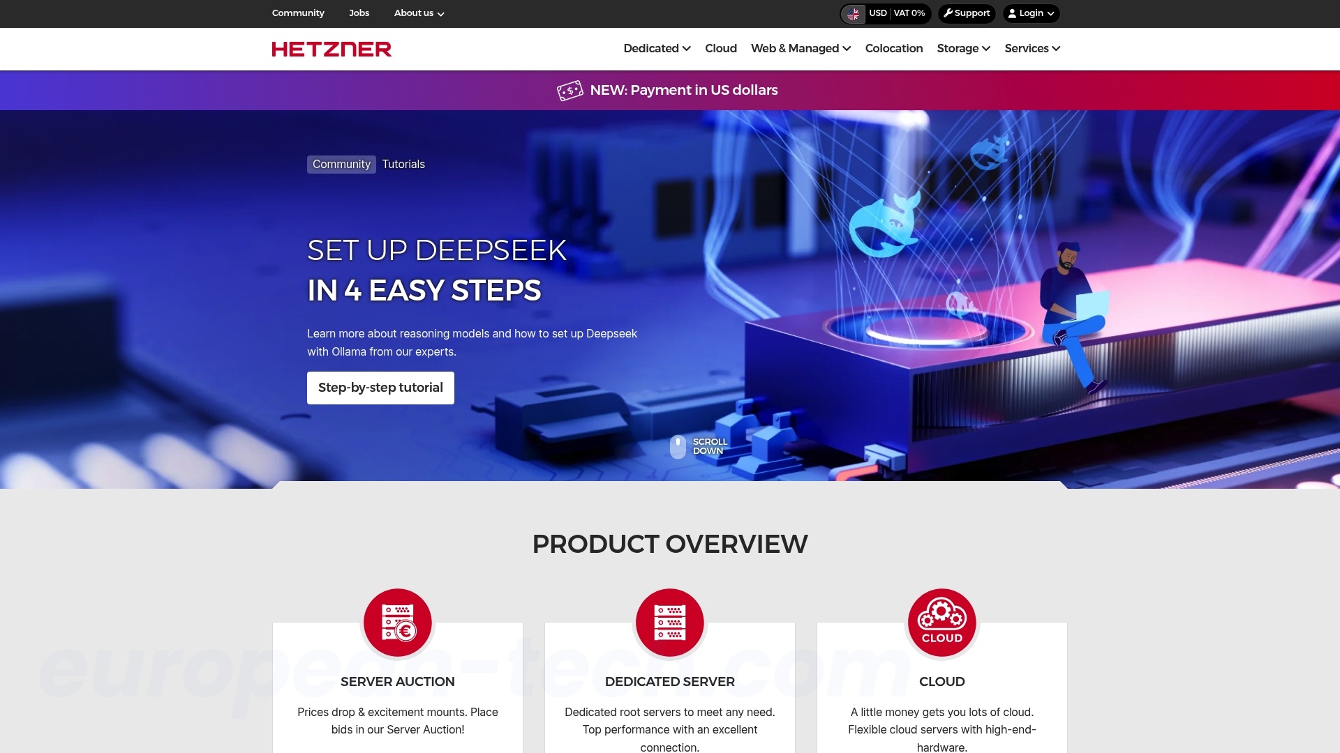 Screenshot of Hetzner