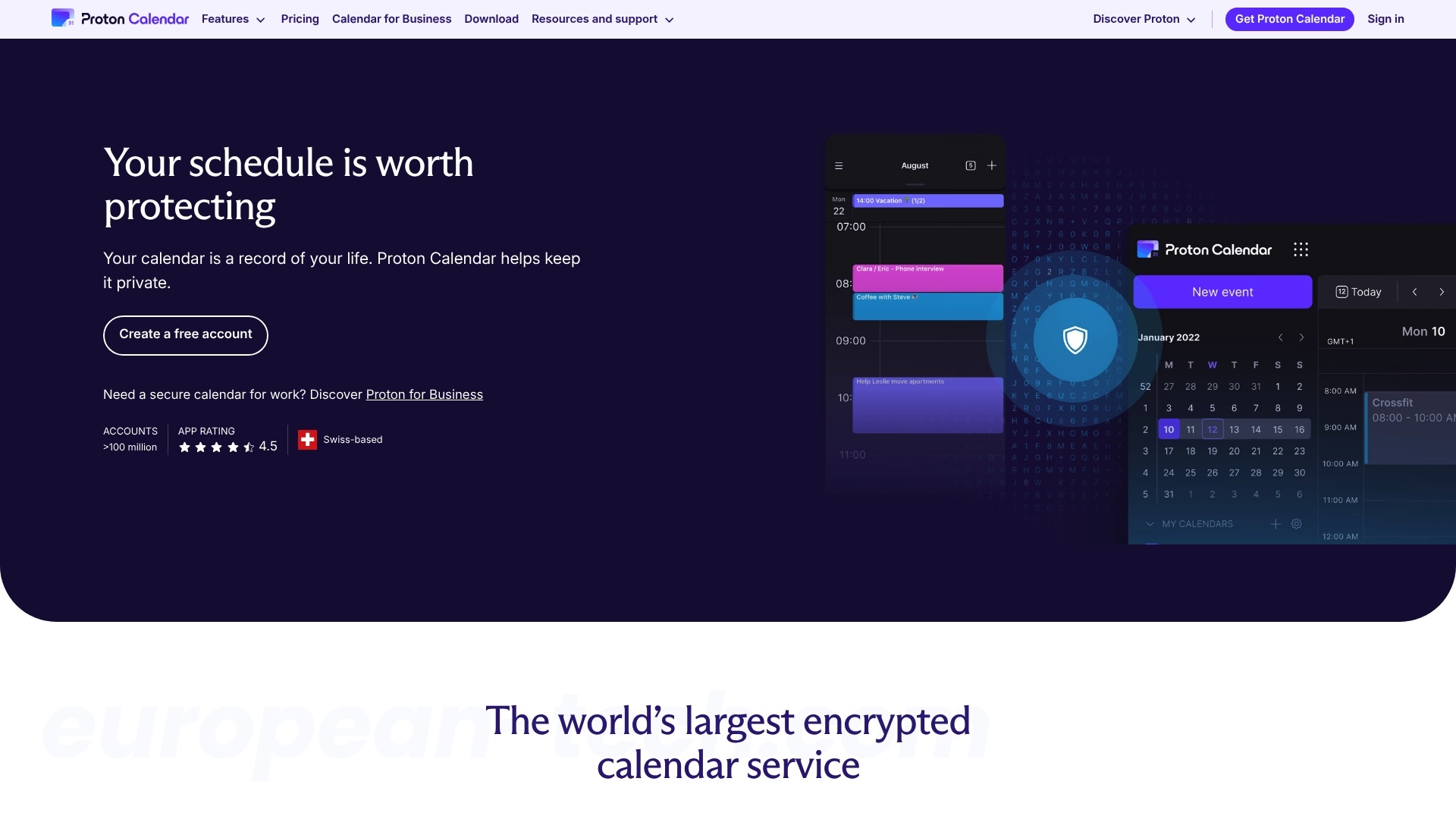 Screenshot of Proton Calendar