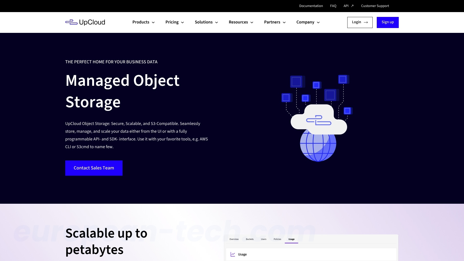 Screenshot of UpCloud Object Storage